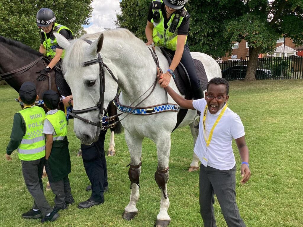 Avon and Somerset Police Horses Visit Evergreen